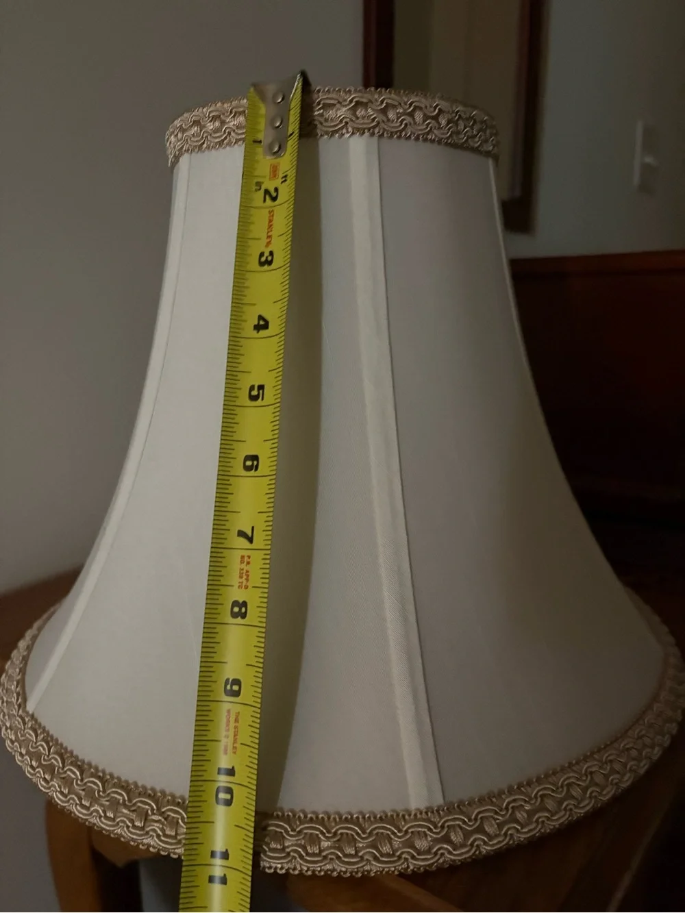 Classic off White Bell Lamp Shade with Gold Trim